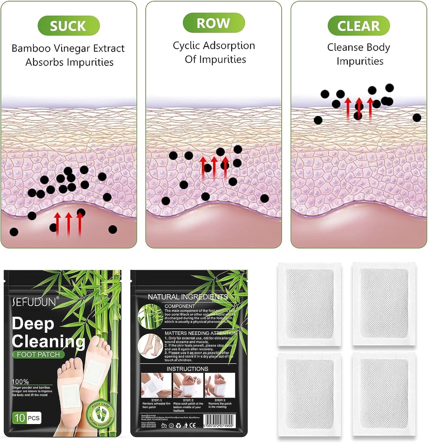 20Pcs Premium Organic Ginger Foot Patches – Natural Body Detox, Stress Relief & Better Sleep Support (Black)